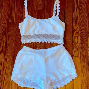 White two piece set with lace detail! size S
